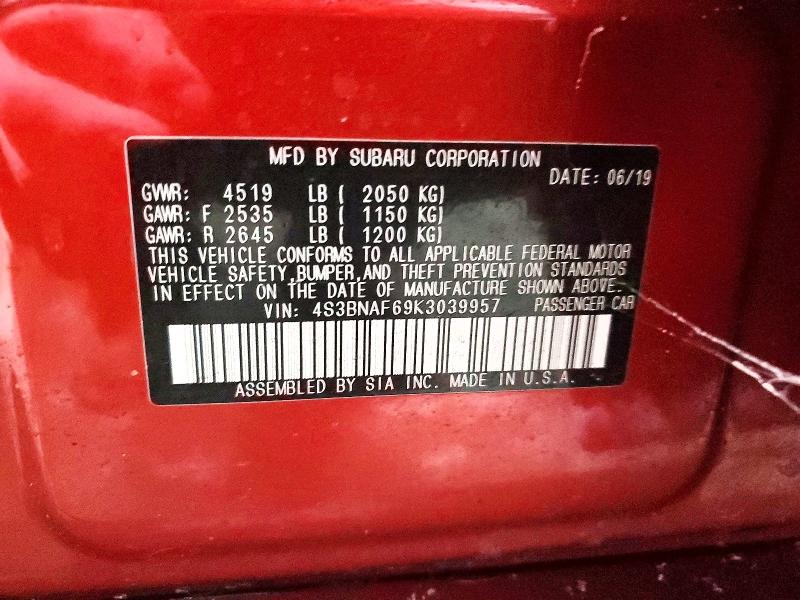 Продажа на аукционе авто 2019 Subaru Legacy, vin: 4S3BNAF69K3039957, номер лота: 76044935