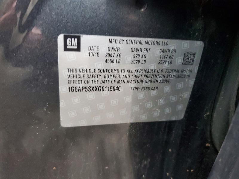 Aukcja sprzedaży 2016 Cadillac Cts, vin: 1G6AP5SXXG0115046, numer aukcji: 76347235