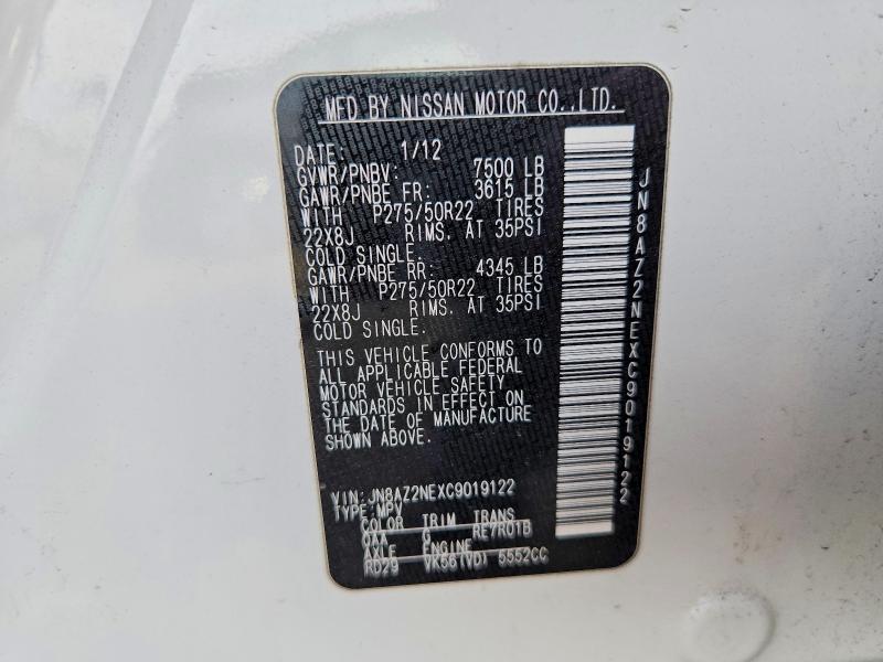 Продажа на аукционе авто 2012 Infiniti Qx56, vin: JN8AZ2NEXC9019122, номер лота: 77943605