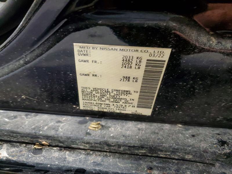 46568616 :رقم المزاد ، 1N4BL4DW3NN359378 vin ، 2022 Nissan Altima مزاد بيع