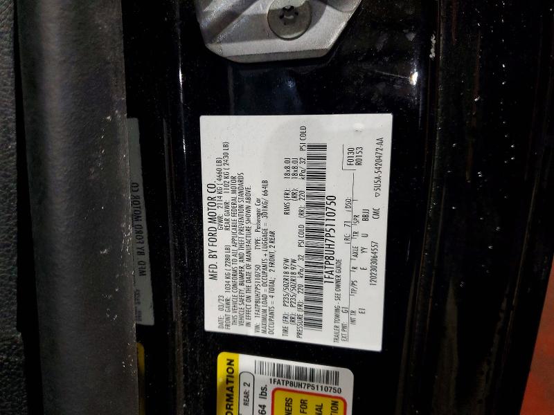 2023 Ford Mustang მანქანა იყიდება აუქციონზე, vin: 1FATP8UH7P5110750, აუქციონის ნომერი: 77737085
