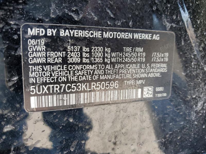 Продаж на аукціоні авто 2019 Bmw X3, vin: 5UXTR7C53KLR50596, номер лоту: 76193515