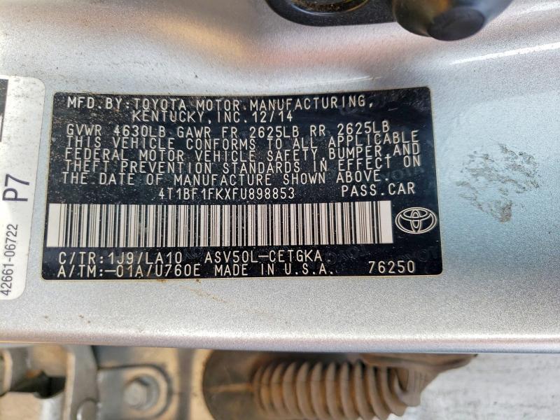76552465 :رقم المزاد ، 4T1BF1FKXFU898853 vin ، 2015 Toyota Camry مزاد بيع