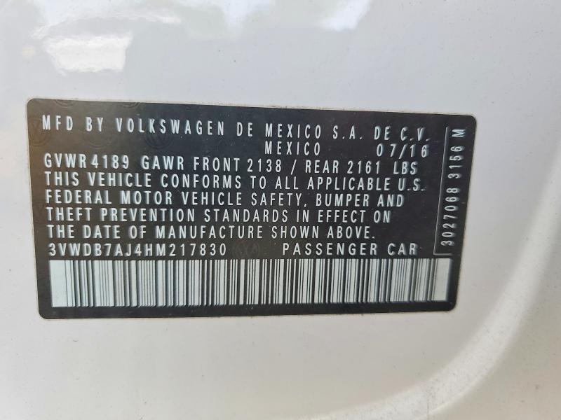Продаж на аукціоні авто 2017 Volkswagen Jetta, vin: 3VWDB7AJ4HM217830, номер лоту: 75793515
