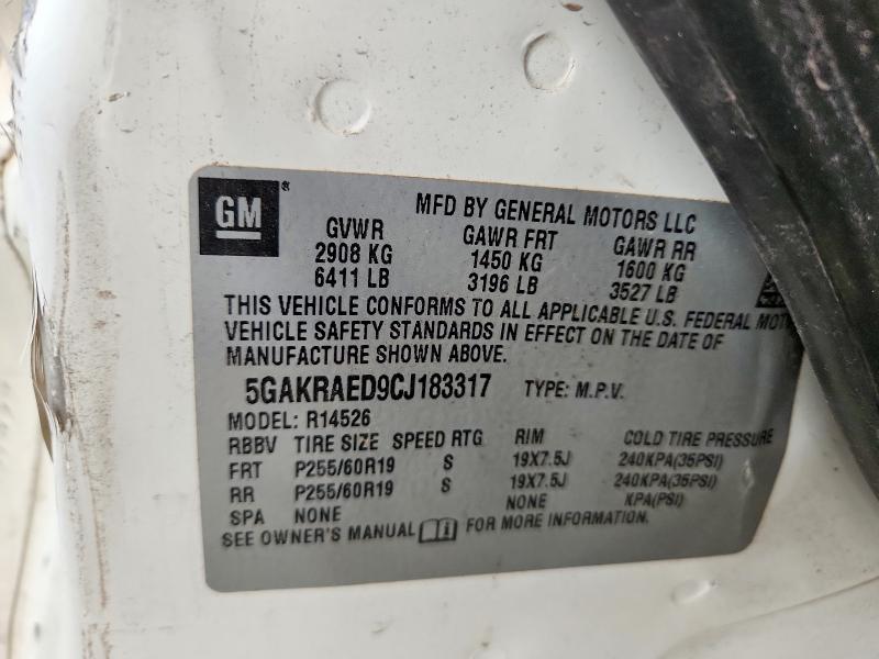 Aukcja sprzedaży 2012 Buick Enclave, vin: 5GAKRAED9CJ183317, numer aukcji: 76626155