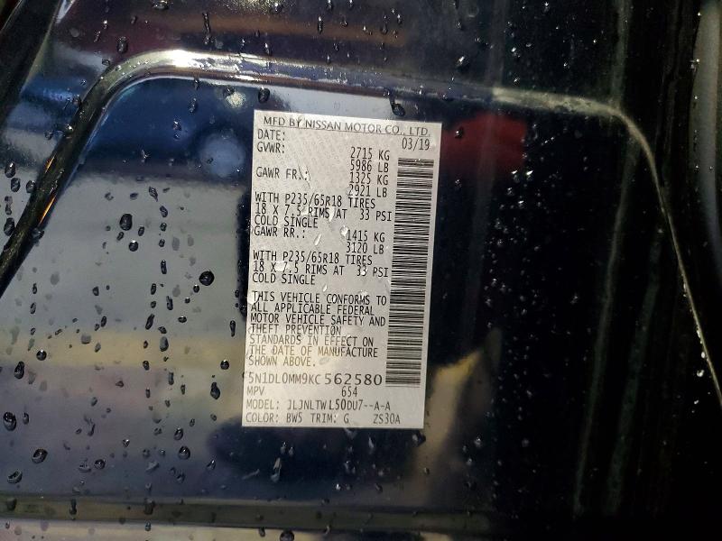 Aukcja sprzedaży 2019 Infiniti Qx60, vin: 5N1DL0MM9KC562580, numer aukcji: 76329435