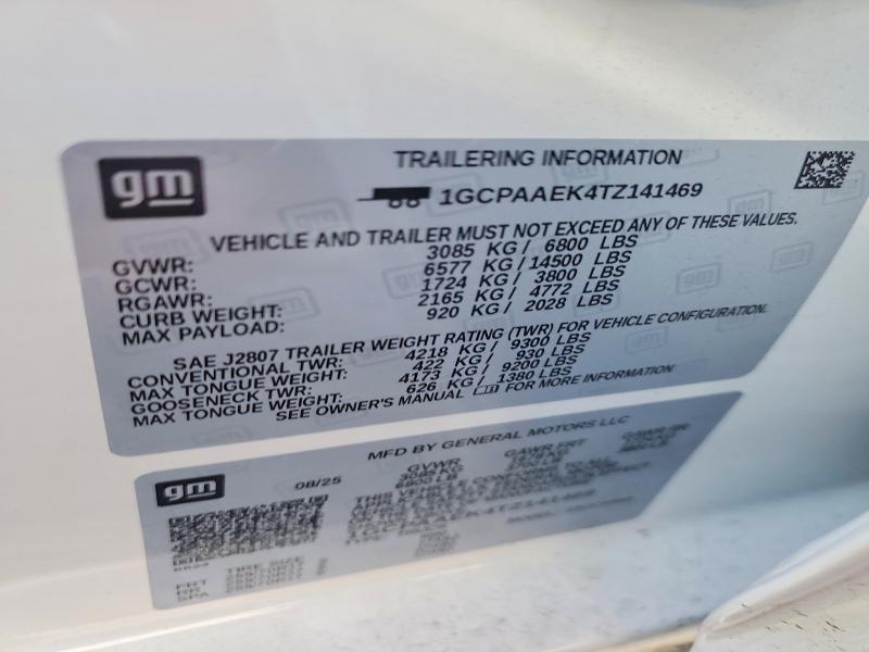 2026 Chevrolet Silverado მანქანა იყიდება აუქციონზე, vin: 1GCPAAEK4TZ141469, აუქციონის ნომერი: 76602995