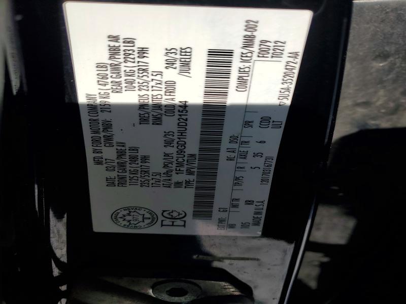 76942945 :رقم المزاد ، 1FMCU9GD1HUD21544 vin ، 2017 Ford Escape Se مزاد بيع