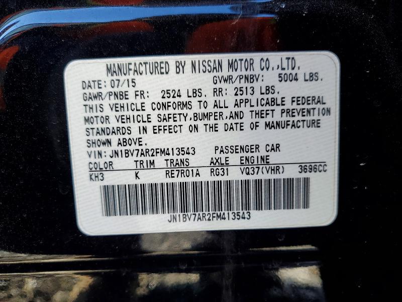 Продажа на аукционе авто 2015 Infiniti Q50, vin: JN1BV7AR2FM413543, номер лота: 75751775
