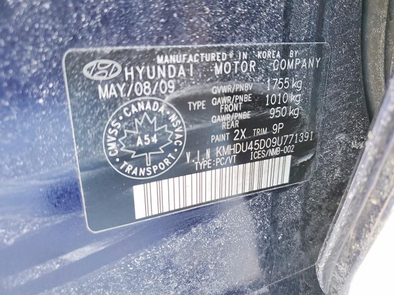 Продажа на аукционе авто 2009 Hyundai Elantra Gl 4dr, vin: KMHDU45D09U771391, номер лота: 75997735