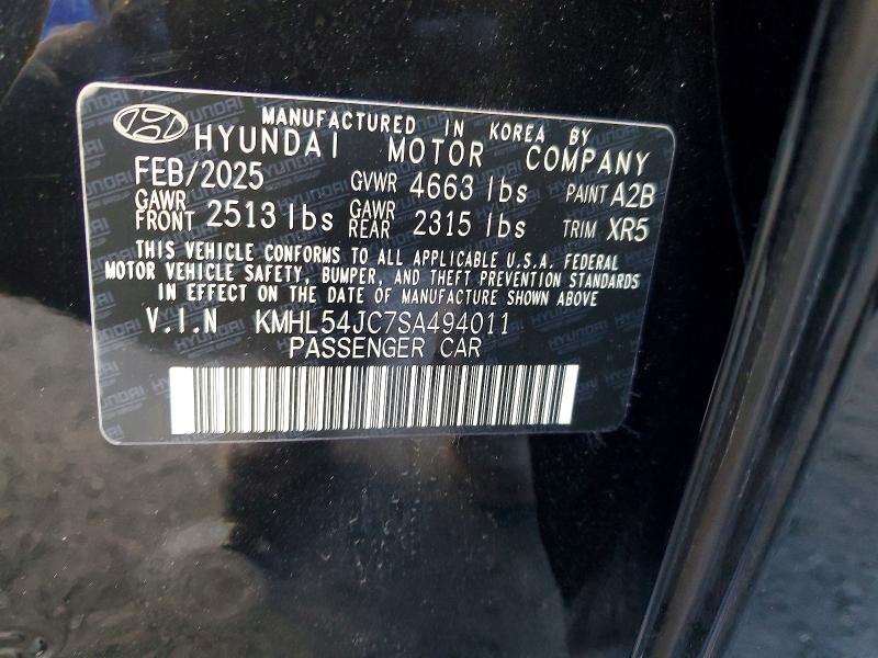 2025 Hyundai Sonata მანქანა იყიდება აუქციონზე, vin: KMHL54JC7SA494011, აუქციონის ნომერი: 77343365