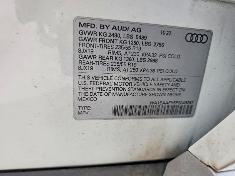 Aukcja sprzedaży 2023 Audi Q5, vin: WA1EAAFY5P2049287, numer aukcji: 75827215