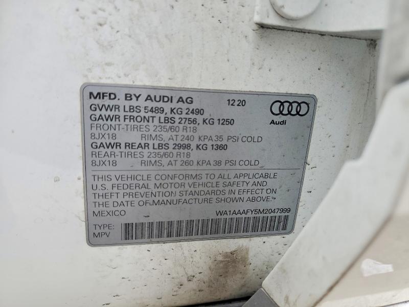Продажа на аукционе авто 2021 Audi Q5, vin: WA1AAAFY5M2047999, номер лота: 77914765