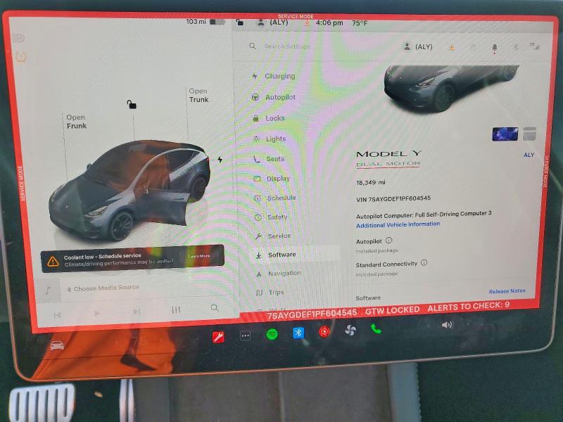 2023 Tesla Model Y მანქანა იყიდება აუქციონზე, vin: 7SAYGDEF1PF604545, აუქციონის ნომერი: 78730015