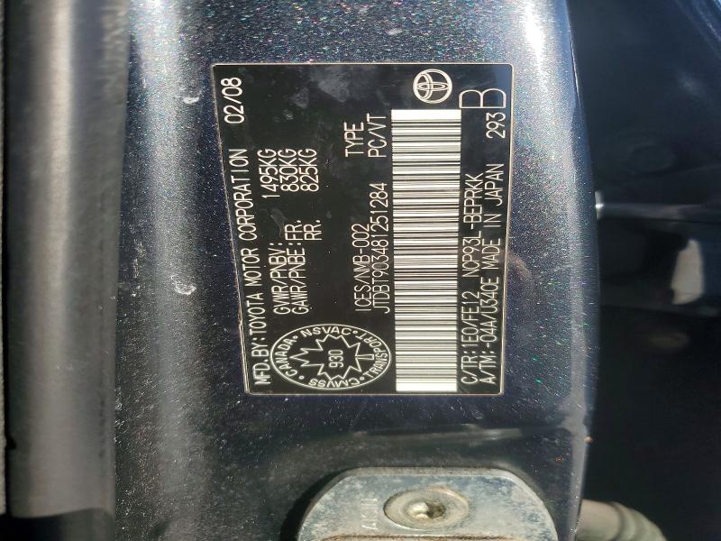 Aukcja sprzedaży 2008 Toyota Yaris, vin: JTDBT903481251284, numer aukcji: 77322805