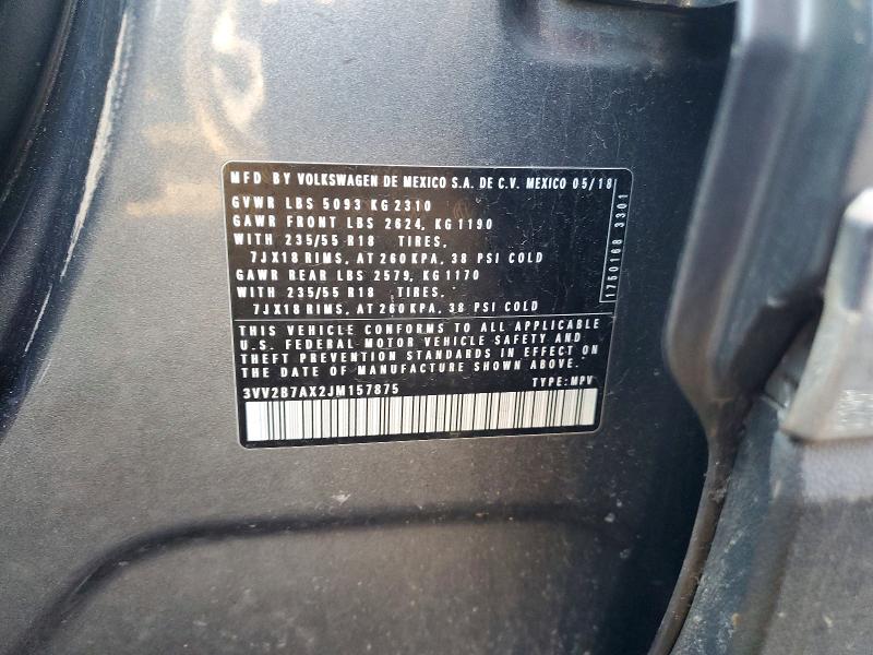 77811545 :رقم المزاد ، 3VV2B7AX2JM157875 vin ، 2018 Volkswagen Tiguan مزاد بيع