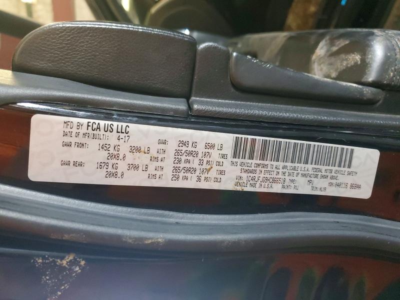 2017 Jeep Grand Cher მანქანა იყიდება აუქციონზე, vin: 1C4RJFJG9HC866518, აუქციონის ნომერი: 75949825