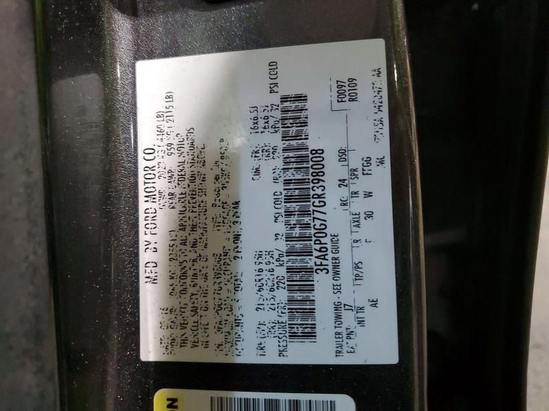 Продажа на аукционе авто 2016 Ford Fusion, vin: 3FA6P0G77GR398008, номер лота: 75951005