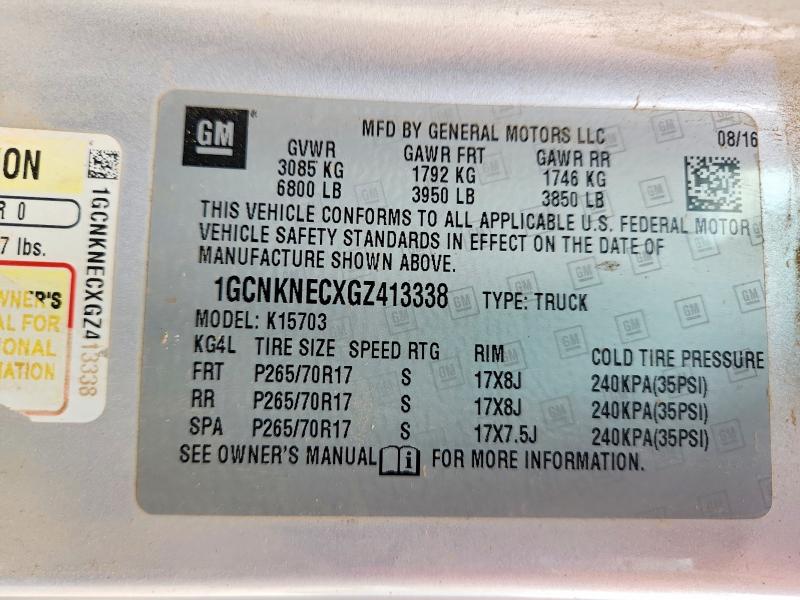 Продажа на аукционе авто 2016 Chevrolet Silverado, vin: 1GCNKNECXGZ413338, номер лота: 78812335
