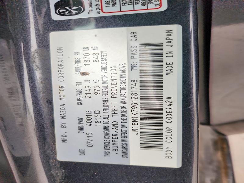 78834445 :رقم المزاد ، JM1BM1K79G1281748 vin ، 2016 Mazda 3 مزاد بيع