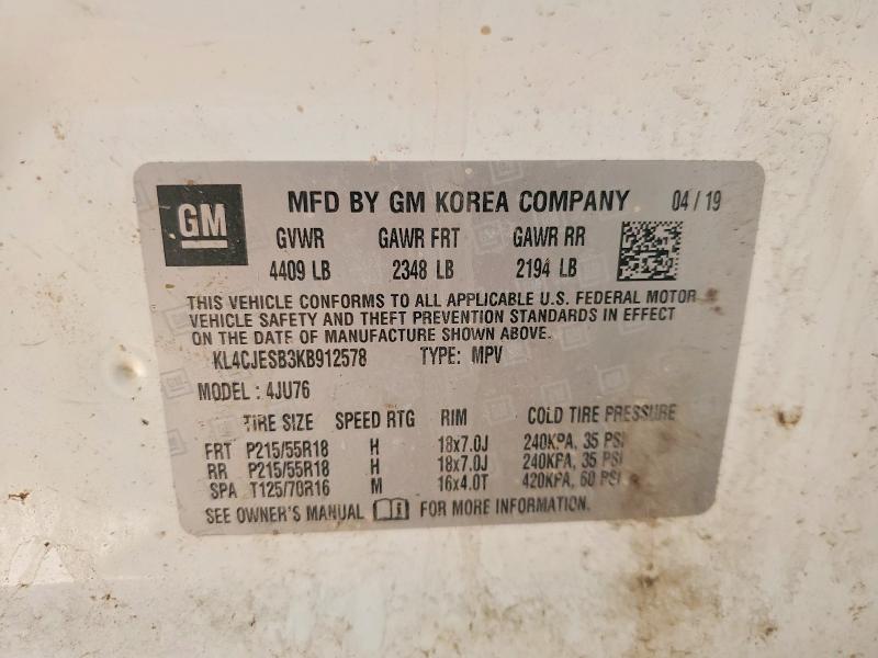 Продаж на аукціоні авто 2019 Buick Encore, vin: KL4CJESB3KB912578, номер лоту: 77073185