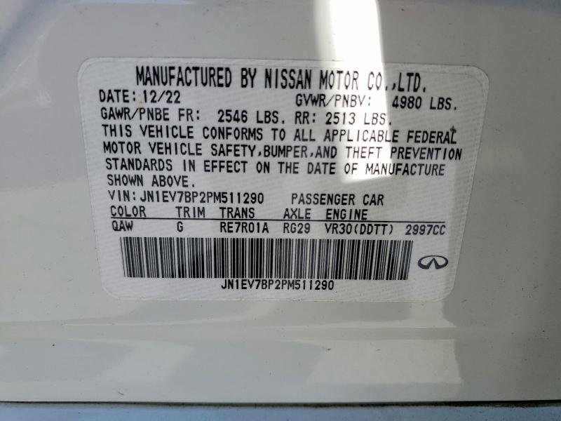 76368655 :رقم المزاد ، JN1EV7BP2PM511290 vin ، 2023 Infiniti Q50 مزاد بيع