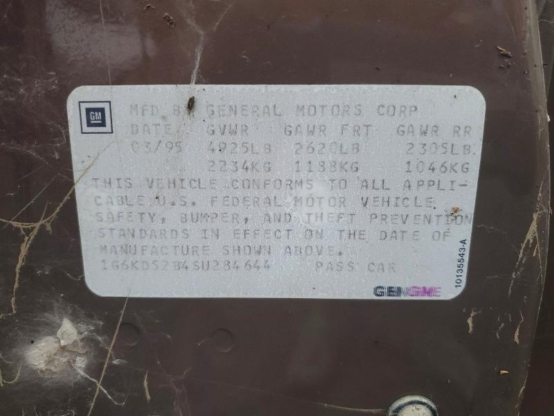 77961705 :رقم المزاد ، 1G6KD52B4SU284644 vin ، 1995 Cadillac Deville مزاد بيع