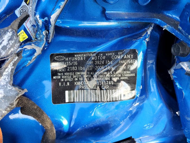 Aukcja sprzedaży 2017 Hyundai Elantra, vin: KMHD74LF9HU141749, numer aukcji: 78309135