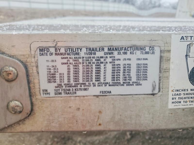 Aukcja sprzedaży 2019 Utility Trailer Trailer, vin: 1UYFS2483K5791907, numer aukcji: 74437435