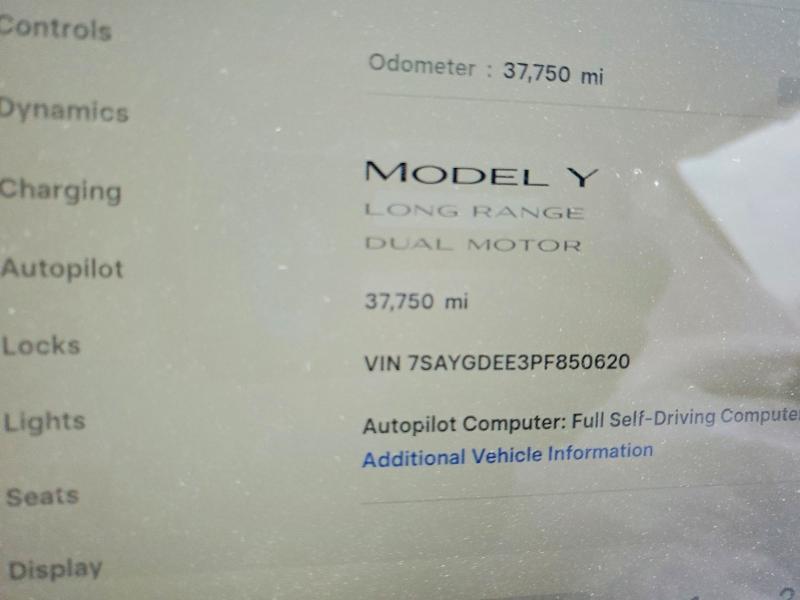 2023 Tesla Model Y მანქანა იყიდება აუქციონზე, vin: 7SAYGDEE3PF850620, აუქციონის ნომერი: 74620725