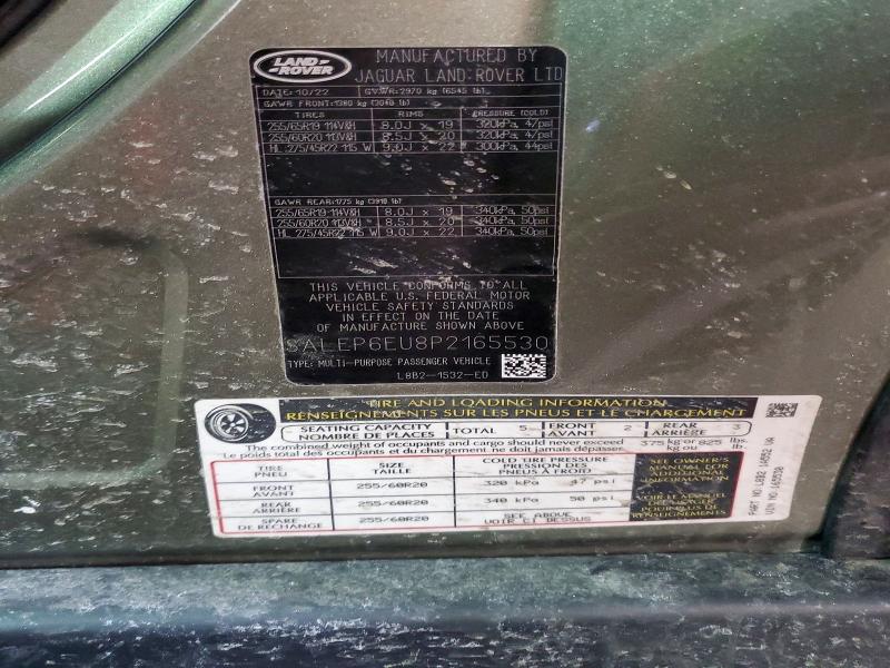 Продаж на аукціоні авто 2023 Land Rover Defender, vin: SALEP6EU8P2165530, номер лоту: 77336075