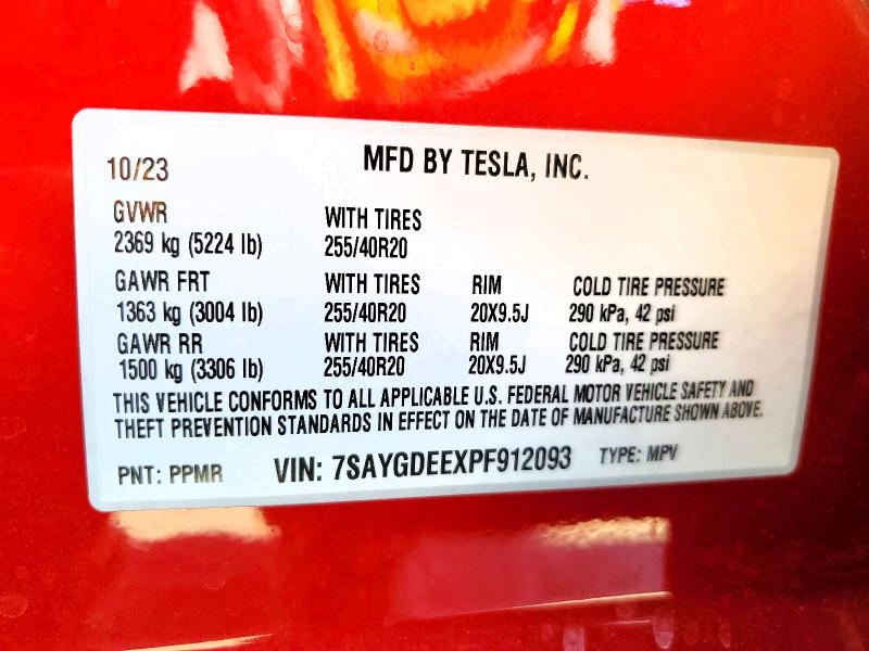 Продажа на аукционе авто 2023 Tesla Model Y, vin: 7SAYGDEEXPF912093, номер лота: 75765075