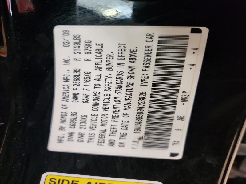 75864725 :رقم المزاد ، 19UUA86589A023826 vin ، 2009 Acura Tl مزاد بيع