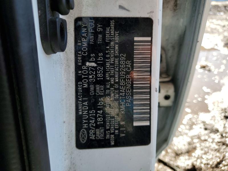 2015 Hyundai Accent მანქანა იყიდება აუქციონზე, vin: KMHCT4AE8FU926892, აუქციონის ნომერი: 76966335
