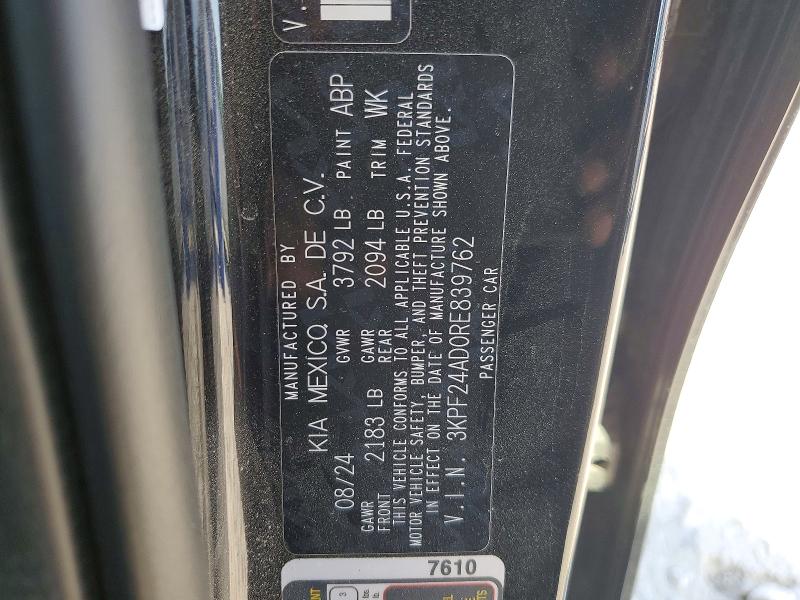 Aukcja sprzedaży 2024 Kia Forte, vin: 3KPF24AD0RE839762, numer aukcji: 79105575