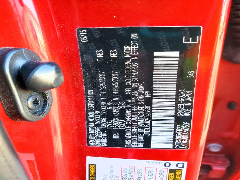 77616355 :رقم المزاد ، JTEBU5JR2F5256381 vin ، 2015 Toyota 4runner مزاد بيع