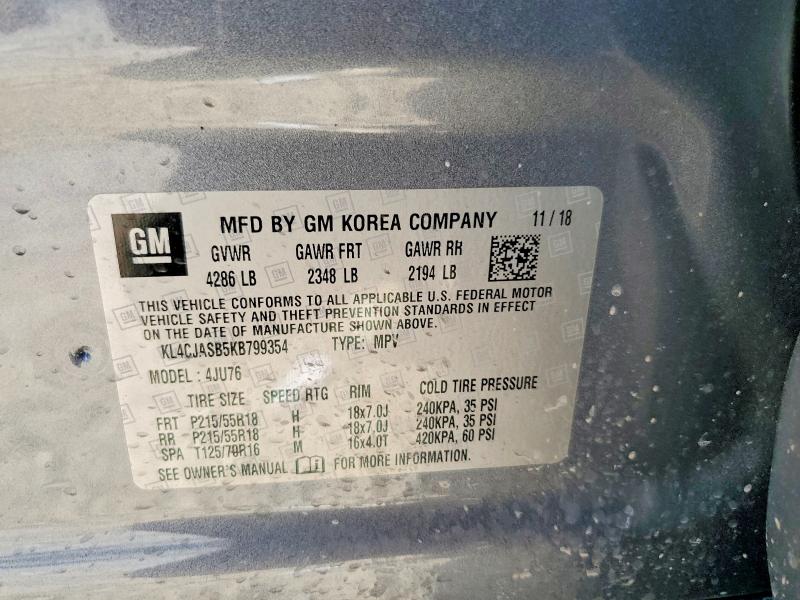 79295415 :رقم المزاد ، KL4CJASB5KB799354 vin ، 2019 Buick Encore مزاد بيع