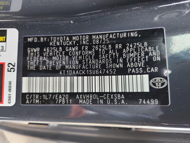 Aukcja sprzedaży 2025 Toyota Camry, vin: 4T1DAACK1SU647452, numer aukcji: 77289035