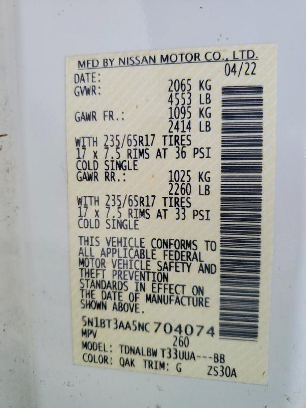 Aukcja sprzedaży 2022 Nissan Rogue, vin: 5N1BT3AA5NC704074, numer aukcji: 78353605