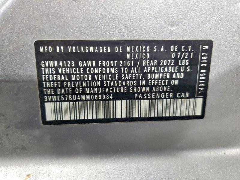 Продажа на аукционе авто 2021 Volkswagen Jetta, vin: 3VWE57BU4MM069984, номер лота: 78478045