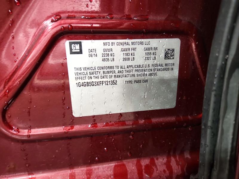 2015 Buick Lacrosse მანქანა იყიდება აუქციონზე, vin: 1G4GB5G3XFF121352, აუქციონის ნომერი: 78275865
