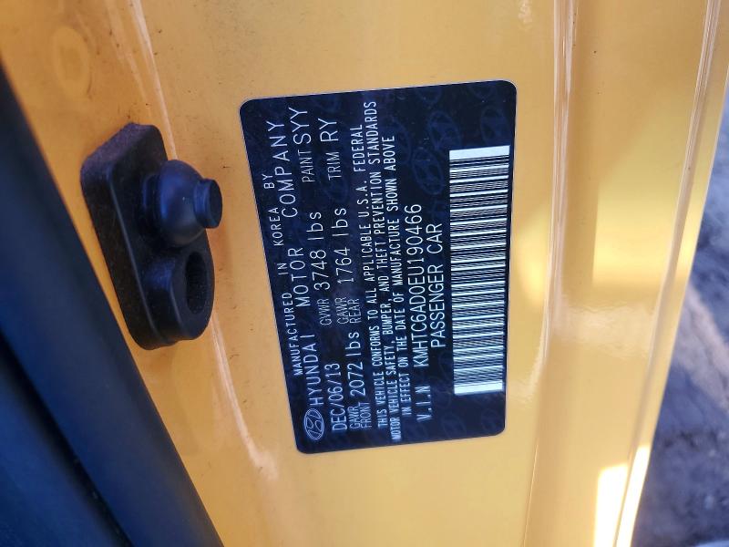 Продажа на аукционе авто 2014 Hyundai Veloster, vin: KMHTC6AD0EU190466, номер лота: 76821995