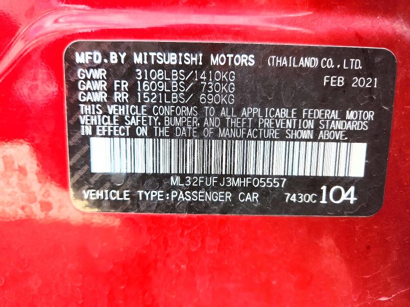 Продаж на аукціоні авто 2021 Mitsubishi Mirage, vin: ML32FUFJ3MHF05557, номер лоту: 76252735