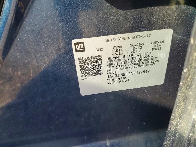 Продажа на аукционе авто 2022 Chevrolet Malibu, vin: 1G1ZD5ST2NF137549, номер лота: 77732395