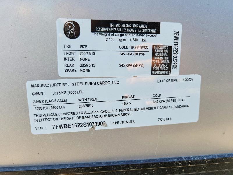 Продажа на аукционе авто 2025 Steel Pine Trailer, vin: 7FWBE1622S1032905, номер лота: 79173235