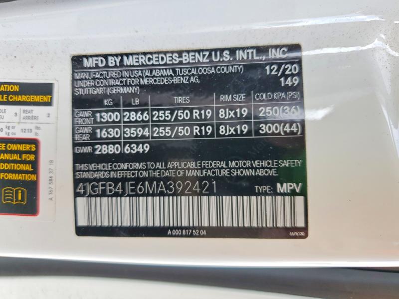 Продажа на аукционе авто 2021 Mercedes-benz Gle 350, vin: 4JGFB4JE6MA392421, номер лота: 76280075