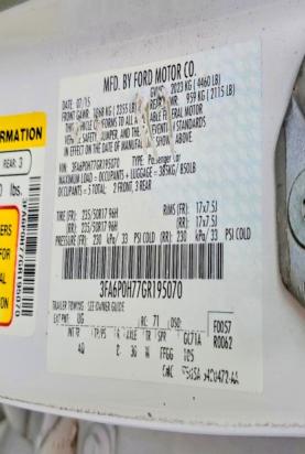 75859095 :رقم المزاد ، 3FA6P0H77GR195070 vin ، 2016 Ford Fusion مزاد بيع