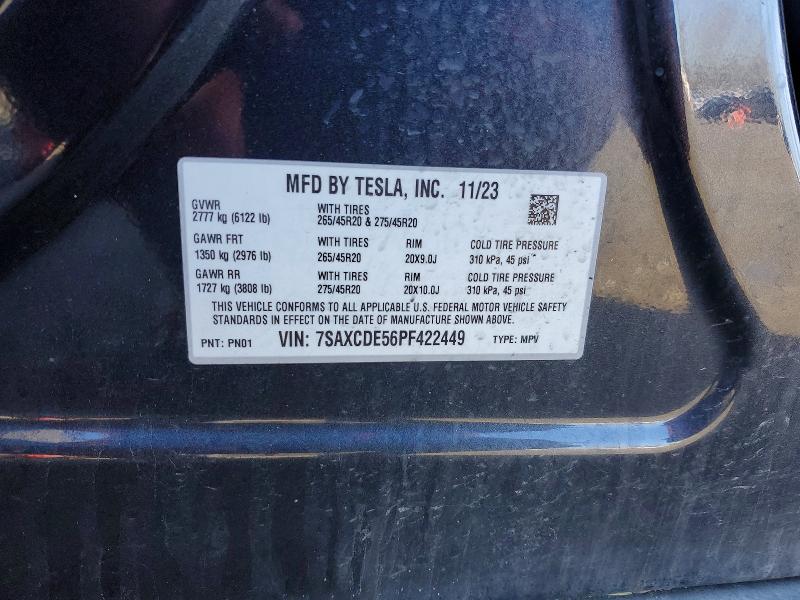 Aukcja sprzedaży 2023 Tesla Model X, vin: 7SAXCDE56PF422449, numer aukcji: 76358615