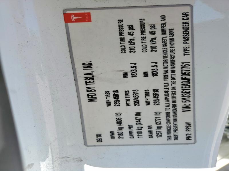 Продажа на аукционе авто 2018 Tesla Model 3, vin: 5YJ3E1EA0JF057761, номер лота: 77647955