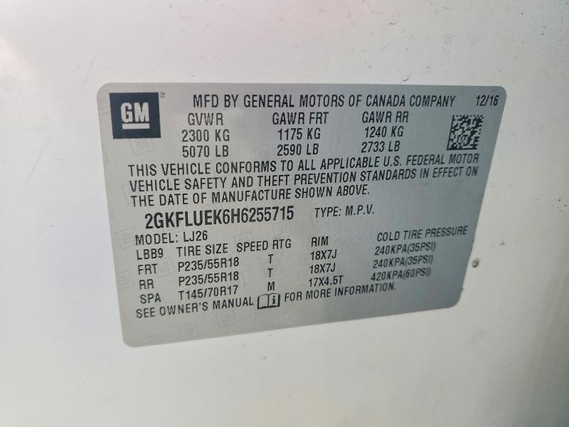2017 Gmc Terrain მანქანა იყიდება აუქციონზე, vin: 2GKFLUEK6H6255715, აუქციონის ნომერი: 79202905